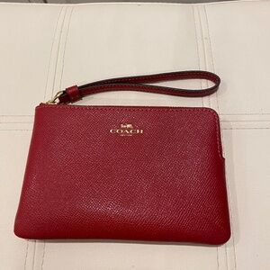 Coach Corner Zip Wristlet - Red